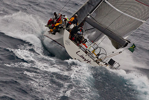 Alan Brierty's Reichel Pugh 62 Limit, ploughing through the conditions of the Tasman Sea off the New South Wales South Coast, during the Rolex Sydney Hobart Yacht Race 2010, Australia. Photo copyright Carlo Borlenghi, Rolex.