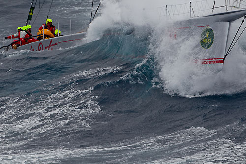 Bob Oatley's Wild Oats XI skippered by Mark Richards, dealing with the fury of the Tasman Sea, during the Rolex Sydney Hobart Yacht Race 2010, Australia. Photo copyright Carlo Borlenghi, Rolex.