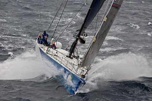 Grant Wharington's Maxi Wild Thing ploughing through the conditions of the Tasman Sea, during the Rolex Sydney Hobart Yacht Race 2010, Australia. Photo copyright Carlo Borlenghi, Rolex.