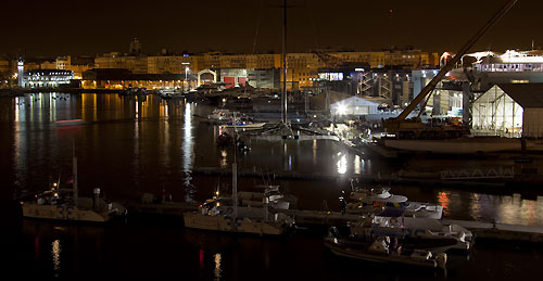 Valencia, Spain, February 8, 2010. Alinghi 5 pre-dawn preparations for Day 1, Race 1 of the 33rd America's Cup. Photo copyright Luca Buttò, Alinghi.