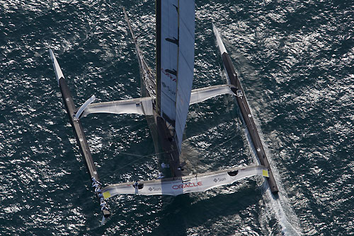 Valencia, Spain, February 12, 2010. USA 17 on day 5, during Race 1 of the 33rd America's Cup. Photo copyright Carlo Borlenghi / Alinghi.