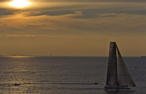 Valencia, Spain, February 14, 2010. Alinghi 5 on day 7, during Race 21 of the 33rd America's Cup. Photo copyright Carlo Borlenghi, Alinghi.