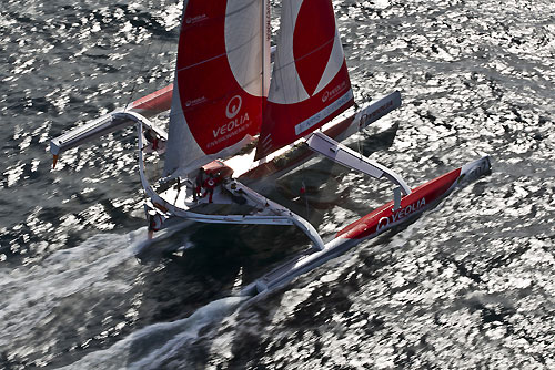 Veolia, Trimaran, 14/08/2011, during the Rolex Fastnet Race 2011, Cowes - Plymouth, UK. Photo copyright Rolex and Carlo Borlenghi.