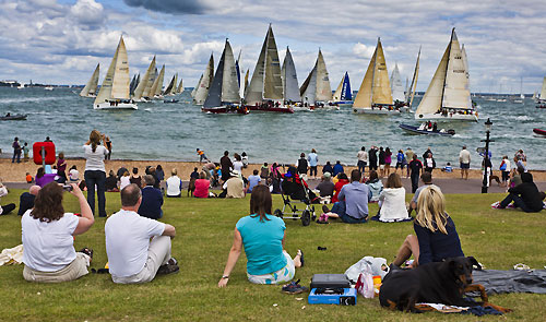 Spectators on the shore for the race start, Cowes UK, 14/08/2011. Photo copyright Rolex and Carlo Borlenghi.