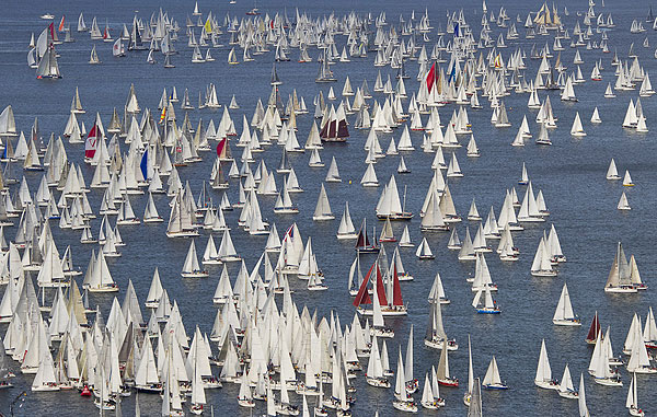 The 43rd Barcolana, Trieste, Italy, October 9, 2011, the massive fleet at the start. Photo copyright Carlo Borlenghi.