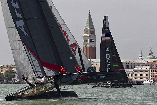 Venezia (Venice Italy), 18/05/12. Artemis Racing and Oracle 5 - Bundock, during the America's Cup World Series in Venice. Photo copyright Carlo Borlenghi and Luna Rossa.