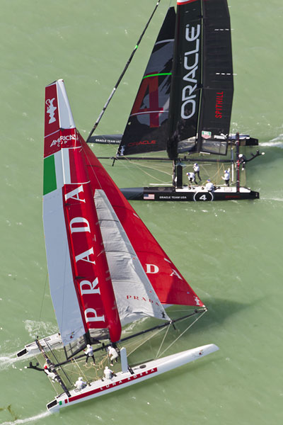 Venezia (Venice Italy), 19/05/12. Luna Rossa - Piranha and Oracle 4 - Spithill, during the America's Cup World Series in Venice. Photo copyright Carlo Borlenghi and Luna Rossa.