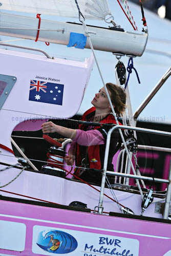 Jessica Watson and her S&S 34 Ella's Pink Lady on Sydney Harbour Saturday May 15, 2010. Photo copyright Howard Wright, IMAGE Professional Photography.