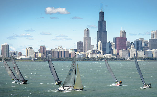The Rolex Farr 40 fleet offshore Chicago. Photo copyright Kurt Arrigo for Rolex.