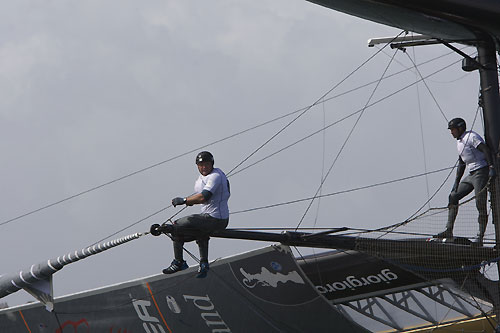 Terry Hutchinson's Artemis Racing at the America's Cup World Series, Plymouth, UK, September 10-18, 2011. Photo copyright Morris Adant.