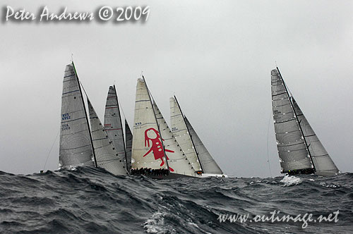 The fleet working up to the top mark during the Rolex Trophy Ratings Series 2009. Photo copyright Peter Andrews, Outimage Australia.