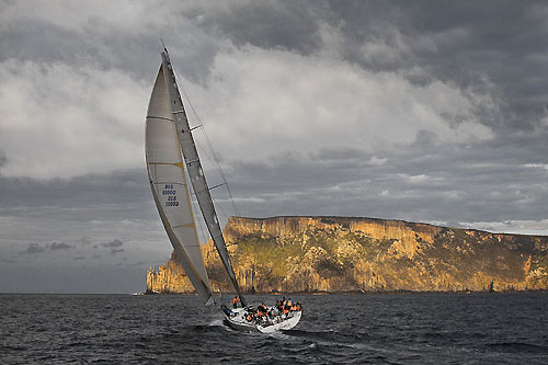 Stephen Ainsworth's Reichel Pugh 63 Loki, approaching the Organ Pipes during the Rolex Sydney Hobart 2010. Photo copyright Rolex and Daniel Forster.