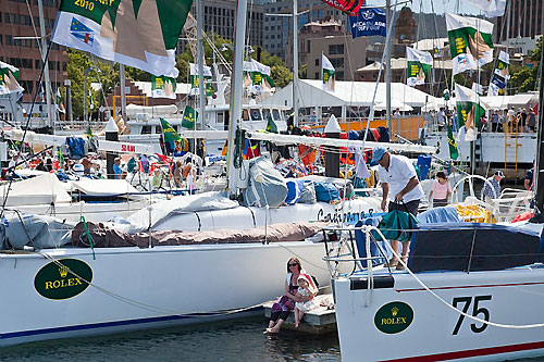 Awaiting the finishers, dockside in Hobart. Photo copyright Rolex and Daniel Forster.